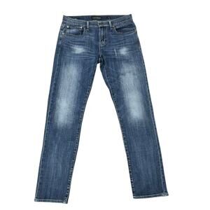 Lucky Brand 110 Skinny Jeans Mens Size 31/32 Medium Wash Faded Whiskered Denim